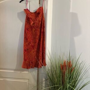 Helen wang Elegant Paisley orange yellow Red Dress size 8